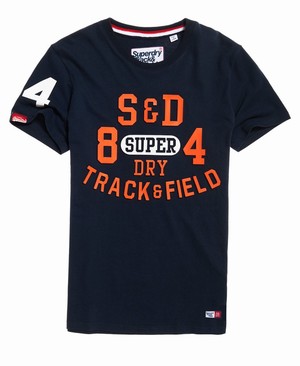 Superdry Track & Field Férfi Pólók Sötétkék | YRCIB1652